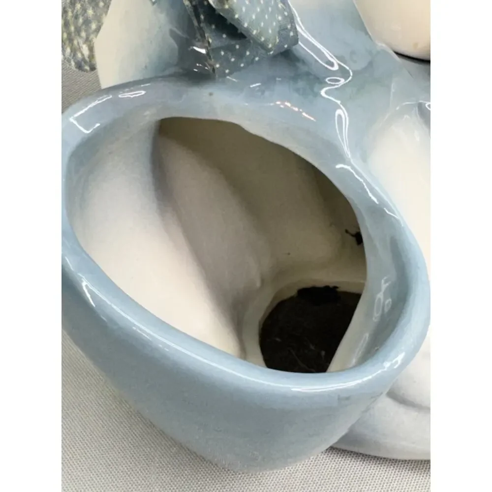 Vintage Ceramic Duck Napkin Holder Egg Salt Pepper Shakers Blue White READ